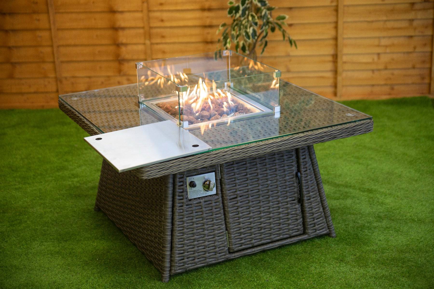 Platinum Square Fire Pit Coffee Table - simple