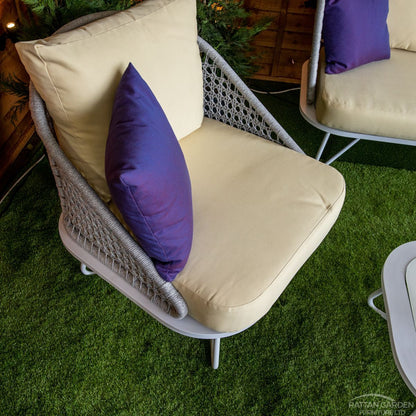 Oasis Silver 4 Seat Dining Sofa Set With Cream Cushions