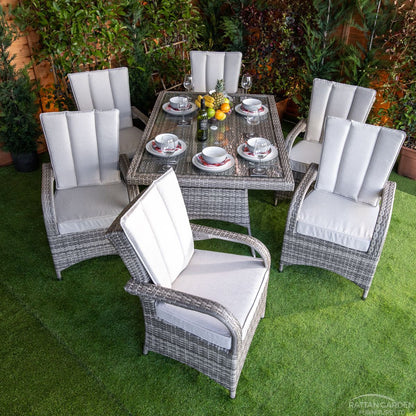Champagne Rattan Tokyo Rectangular 6 Seater Dining Set