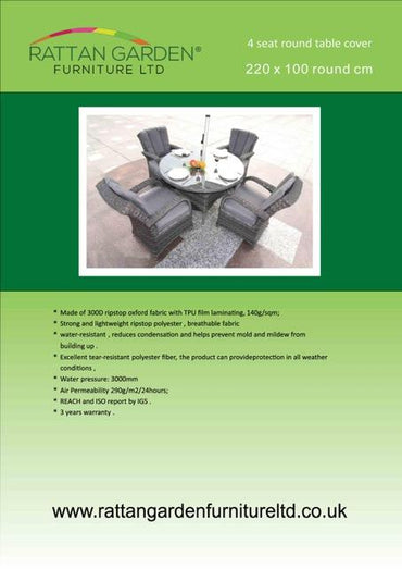 Promotional image of a 4-seater round furniture cover from Rattan Garden Furniture Ltd catalog