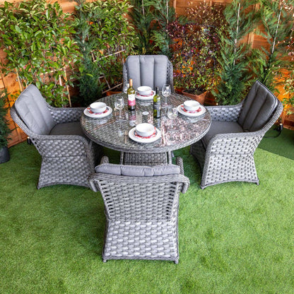 Serena Vienna Round 4 Seater Dining Set - Rattan Garden Furniture Essex