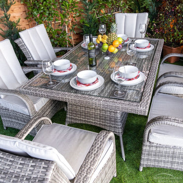 Champagne Rattan Tokyo Rectangular 6 Seater Dining Set