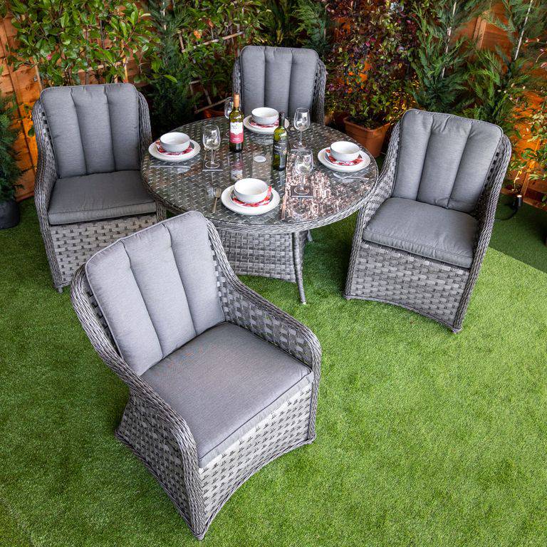 Serena Vienna Round 4 Seater Rattan Dining Set  