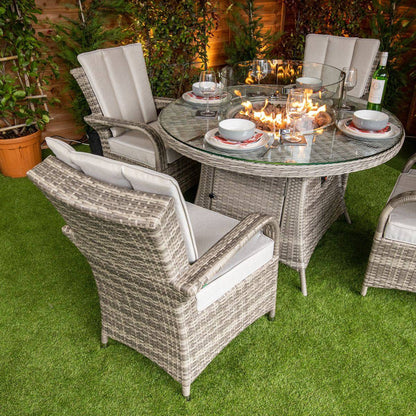 Champagne Tokyo Round 4 Seat Fire Pit Set - Garden Furniture Hub Essex