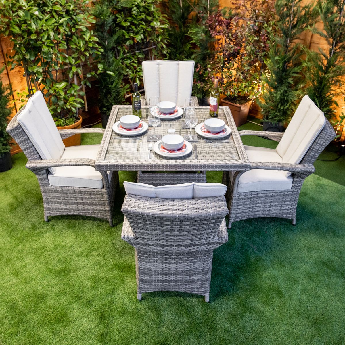 Champagne Tokyo Square 4 Seat Dining Set - Rattan Garden Furniture Essex 