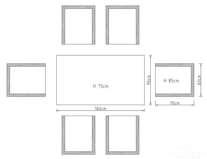Brabazon Aluminium 6 Seat Dining Set with Grey Table Top