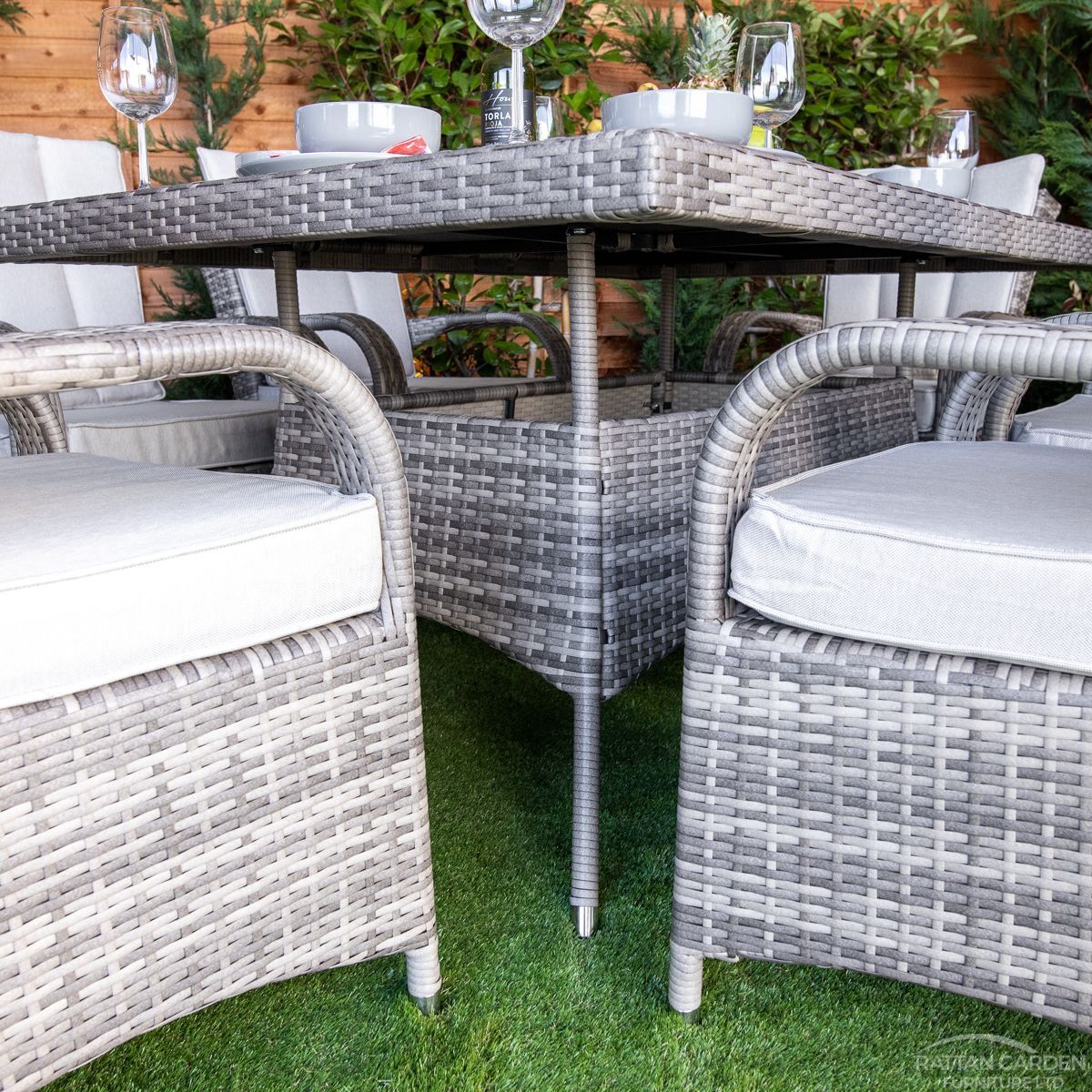 Champagne Rattan Tokyo Rectangular 6 Seater Dining Set