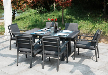 Brabazon Aluminium 6 Seat Dining Set with Grey Table Top