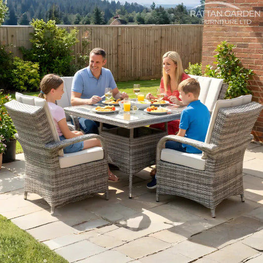 Champagne Rattan Tokyo Square 4 Seater Garden Dining Set