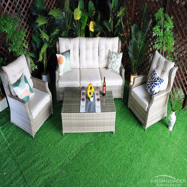 Champagne Belgrade High Back Sofa Set with Coffee Table