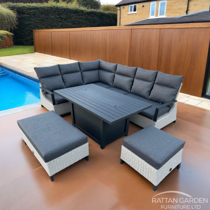 Aluminium Barnabus Fire Pit Corner Sofa Set