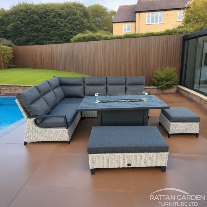 Aluminium Barnabus Fire Pit Corner Sofa Set