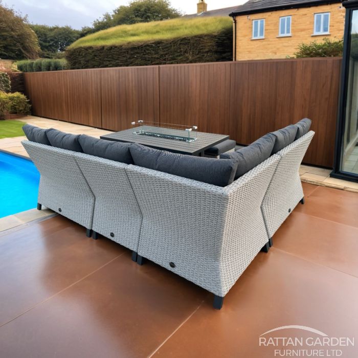 Aluminium Barnabus Fire Pit Corner Sofa Set