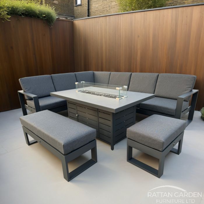 Aluminium Reuben Fire Pit Corner Sofa Set