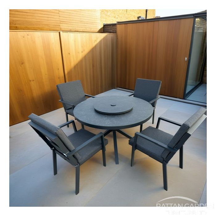 Aluminium Sebastian 120cm 4 Seat Round Dining Table Set