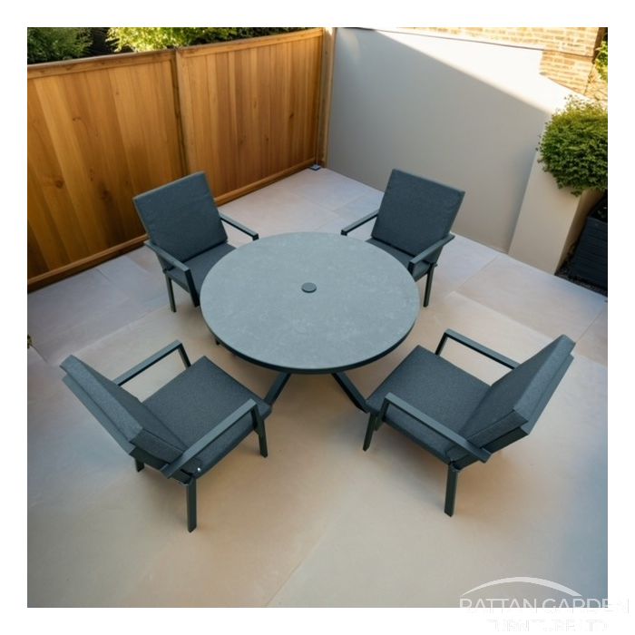 Aluminium Sebastian 120cm 4 Seat Round Dining Table Set