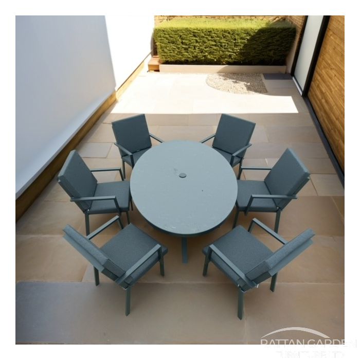 Aluminium SEBASTIAN 180cm 6 Seat Oval Dining Table Set INC Free Lazy Susan