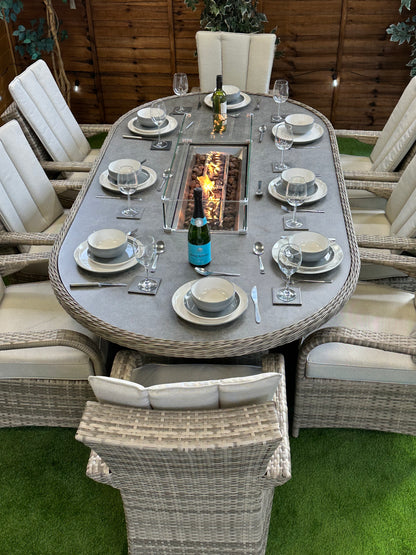 Oval Maze Rattan Fire Pit Maze Rattan Oxford Seat Oval Venice Dining Set With Fire Pit