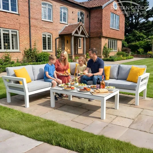 Katie Aluminium Corner Sofa Set with coffee Table