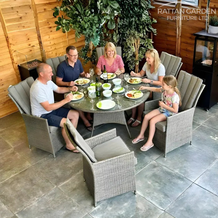 Rattan Ocean 6 Seater Round Garden Dining Set