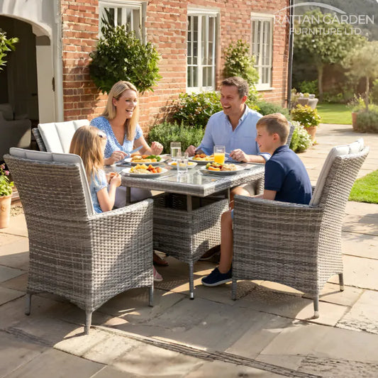 Champagne Rattan Atlanta Square 4 Seater Garden Dining Set