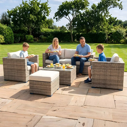 Rattan Champagne Corfu 5 Seat 5 Piece Sofa Set