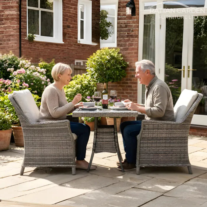 Champagne Rattan Paris Square Bistro Set