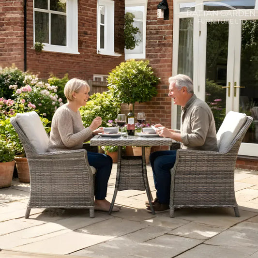 Champagne Rattan Paris Square Bistro Set