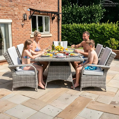 Champagne Rattan Tokyo Rectangular 6 Seater Dining Set