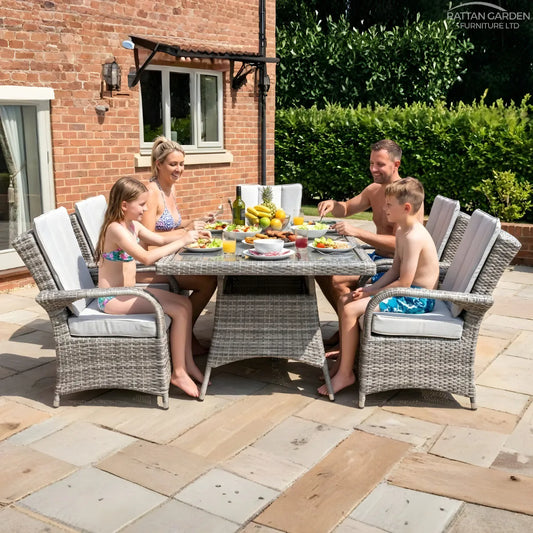 Champagne Rattan Tokyo Rectangular 6 Seater Dining Set