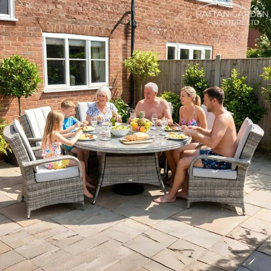 Champagne Tokyo Round 6 Seater Garden Dining Set