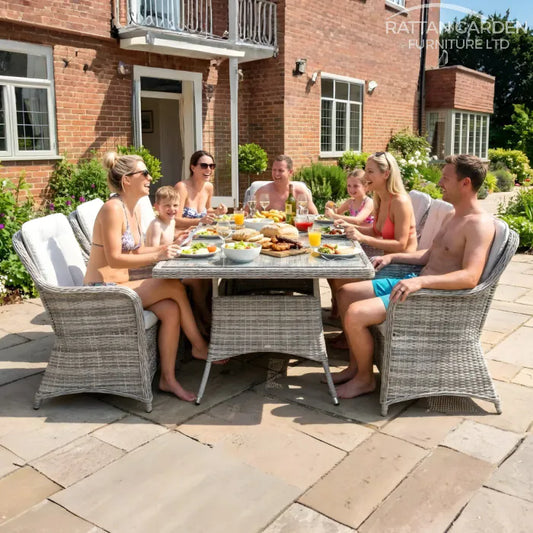 Champagne Rattan Vienna Rectangular 8 Seater Dining Set