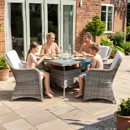 Champagne Rattan Vienna Square 4 Seat Dining Set