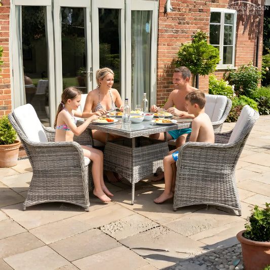 Champagne Rattan Vienna Square 4 Seat Dining Set