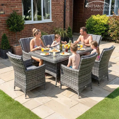 Serena Rattan Atlanta Rectangular 6 Seater Garden Dining Set