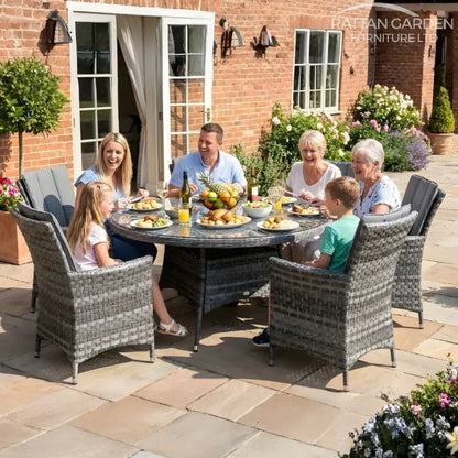 Serena Rattan Atlanta Round 6 Seater Dining Table Set