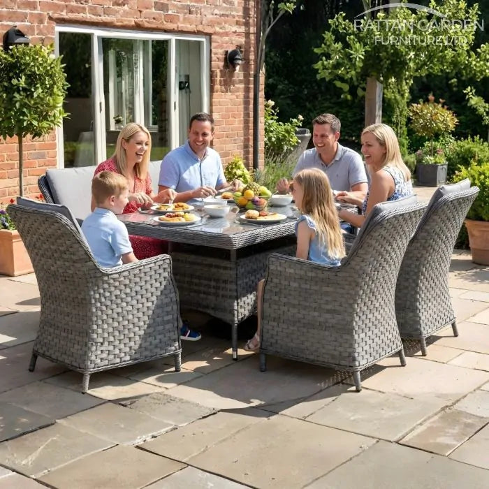 Serena Rattan Paris 6 Seater Dining Table Set