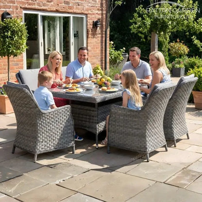 Serena Rattan Paris 6 Seater Dining Table Set
