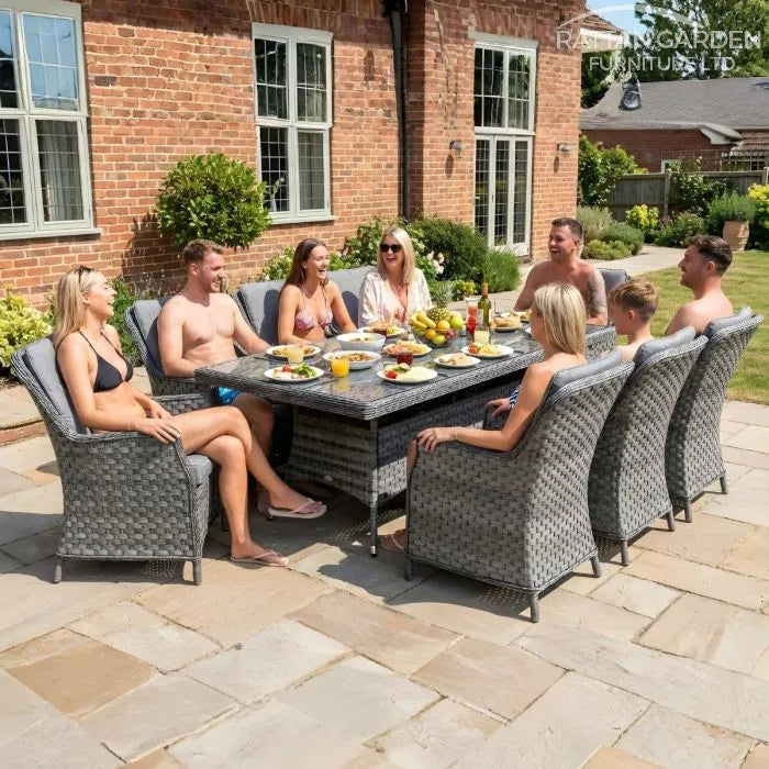 Serena Rattan Paris Rectangular 8 Seat Dining Set