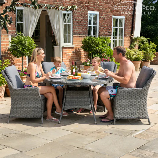 Serena Paris Round Rattan 4 Seater Dining Set