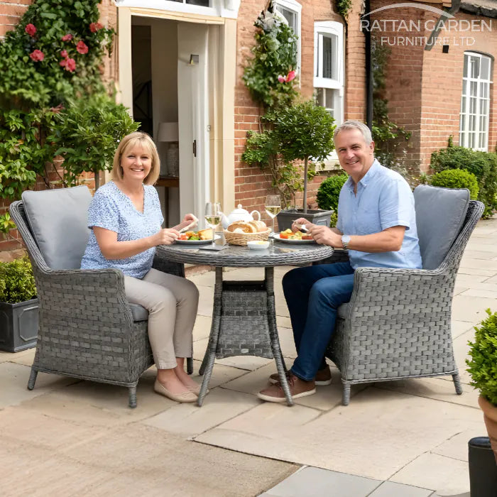 Serena Paris Bistro Round Rattan Dining Table Set