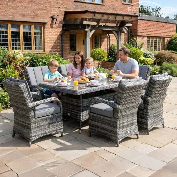 Serena Rattan Tokyo 6 Seater Rectangular Dining Table Set