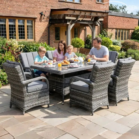 Serena Rattan Tokyo 6 Seater Rectangular Dining Table Set