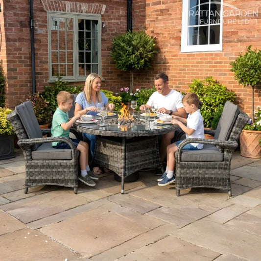 Serena Rattan Tokyo Round 4 Seater Fire Pit Dining Set