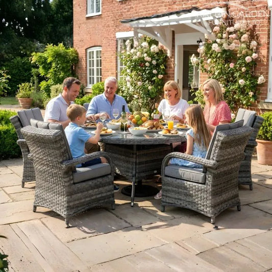 Serena Rattan Tokyo Round 6 Seater Garden Dining Set