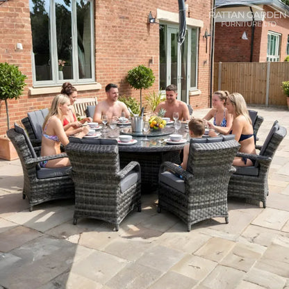 Serena Rattan Tokyo Round 8 Seat Dining Set
