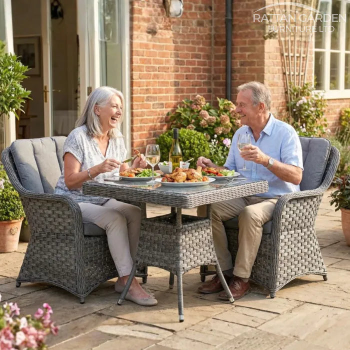 Serena Vienna Bistro Square Rattan Dining Table with 2 Chairs
