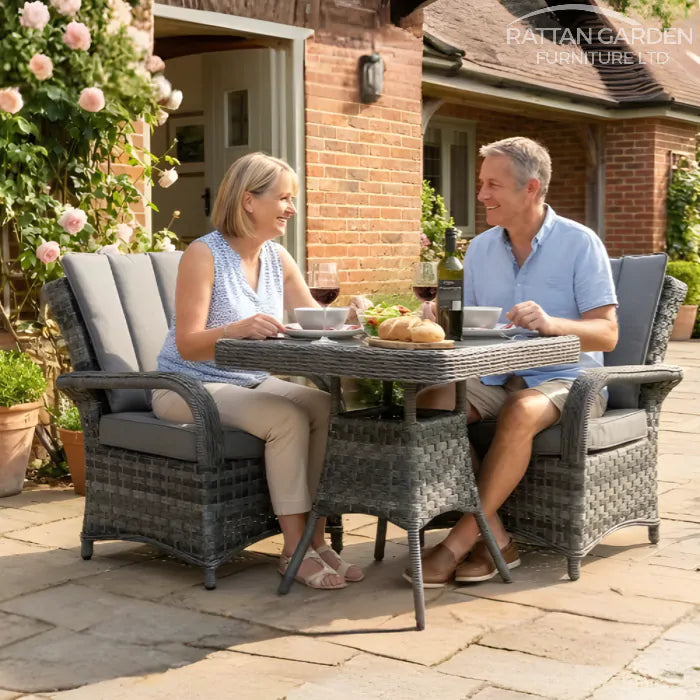 Serena Tokyo Bistro Square Rattan Dining Table with 2 Chairs