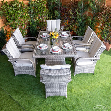 Champagne Rattan Tokyo Rectangular 6 Seater Dining Set