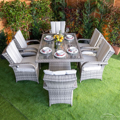 Champagne Rattan Tokyo Rectangular 6 Seater Dining Set